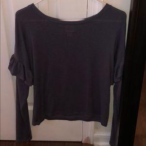 Navy blue sweater with ruffle sleeves